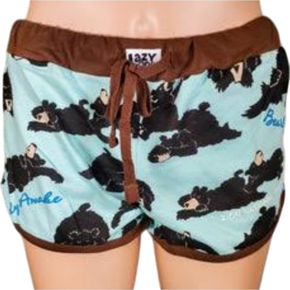 Lazy One Bearly Awake Womans Aqua Sleep Shorts Size‎ Juniors Medium